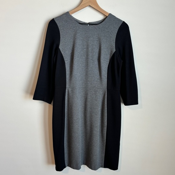 Talbots Color Block Ponte Knit Long Sleeve Work Career Sheath Dress Size 8P - Picture 1 of 5